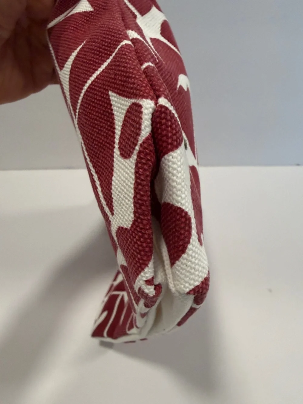 Vuori Burgundy and White Geometric Cosmetic Pouch NWT